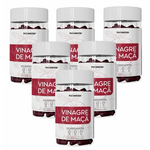 6x Vinagre De Maçã Em Pó -60 Cápsulas - Natunéctar sem sabor