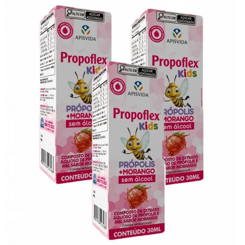 3x Propoflex Kids Morango- Própolis Aquoso-30 ML Apis Vida 3x Propoflex Kids Morango- Própolis Aquoso-30 ML Apis Vida