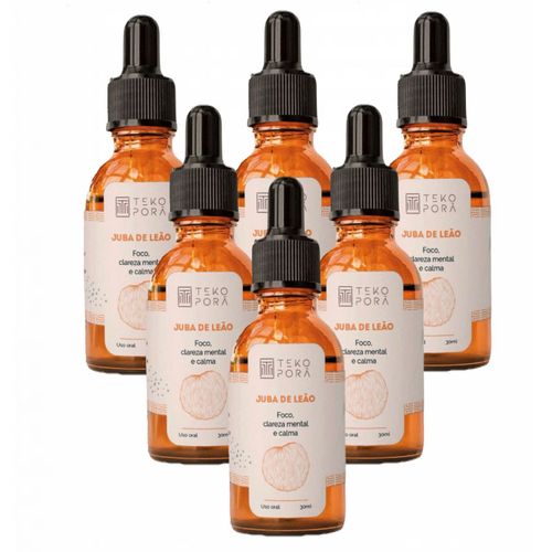 6x Extrato Juba De Leão- Hericium Erinaceus- Lions Mane-30ML Sem Sabor
