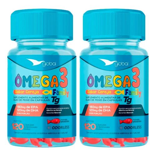 2x Ômega 3 Peixinho -180 EPA-120 DHA -T.G Family-120caps Sem sabor 2x Ômega 3 Peixinho -180 EPA-120 DHA -T.G Family-120caps Sem sabor