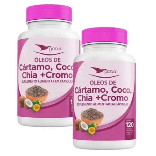2x Óleo De Cártamo, Coco E Chia + Cromo 120 Cáps.- Global 2x Óleo De Cártamo, Coco E Chia + Cromo 120 Cáps.- Global