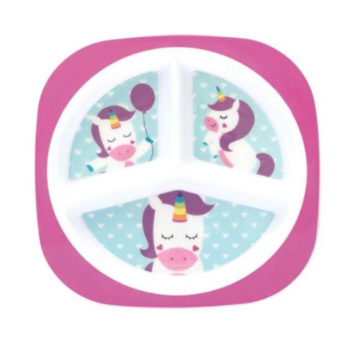 Pratinho infantil com divisórias Animal Fun Unicórnio - Buba