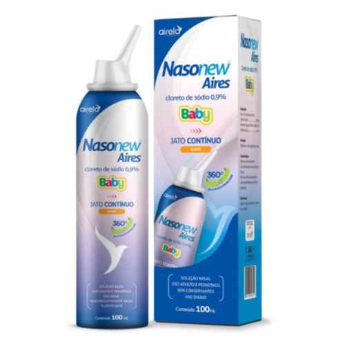 Solução de Limpeza Nasal Infantil com Cloreto de Sódio Nasonew Aires Baby 100mL Jato Contínuo Suave - Airela