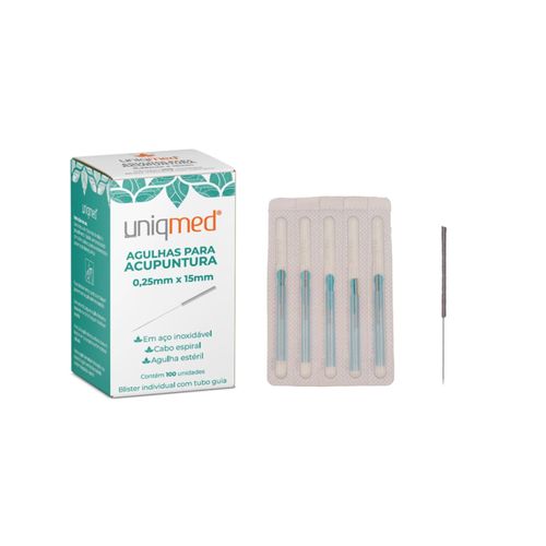 Agulha para Acupuntura (caixa com 100 unidades) - Uniqmed 0,25x15mm