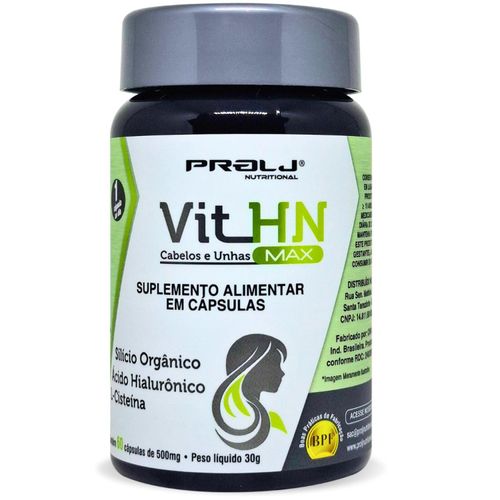 Vit HN MAX 500mg 60 cápsulas | Cabelos e Unhas Prolj Nutricional VIT HN MAX 500G 60 CÁPSULAS GEL