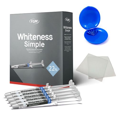Kit Clareador Dental Uso Caseiro Whiteness Simple 22% Fgm