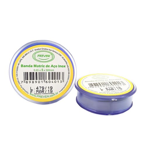 Fita Banda Matriz Metálica Aço Inoxidável Bobina 50cm Preven 5mm