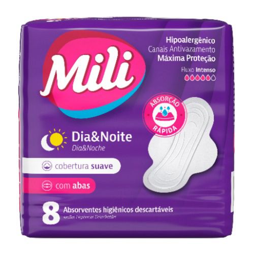 Absorvente Mili Proteção Discreta Suave Com Abas 8 Unidades