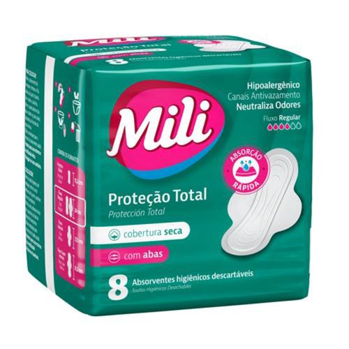 Absorvente Mili P Total Seca C/Abas 8 Unidades
