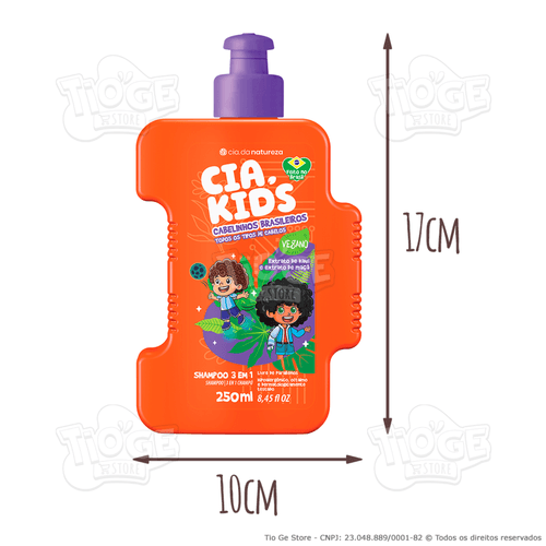 Shampoo Cia Kids 3x1 Todos Os Tipos De Cabelinhos Brasileiros 250ml