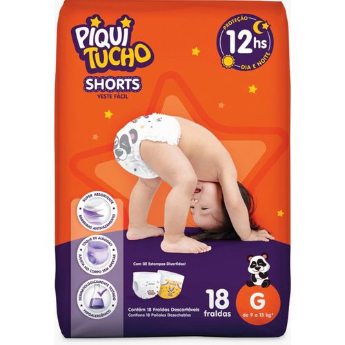 Fralda Shorts Piquitucho Jumbinho (G) 18 Unidades