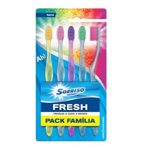 Escova Dental Sorriso Fresh Pack com 5 Und