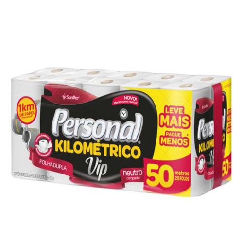 Papel Higiênico Personal Vip Folha Dupla 50m c/20 Unidades Neutro