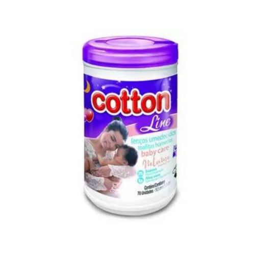 Lenço Umedecido Cotton Line Pote 70 Unidades Lilás