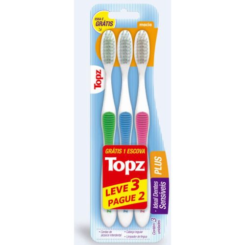 Escova De Dentes Topz Plus Macia