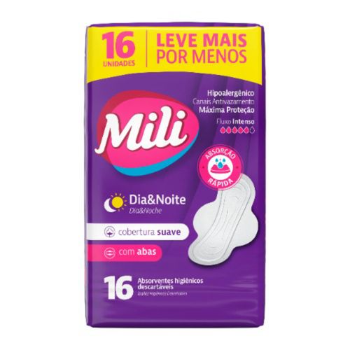 Absorvente Mili Proteção Discreta Fluxo Moderado Suave Com Abas