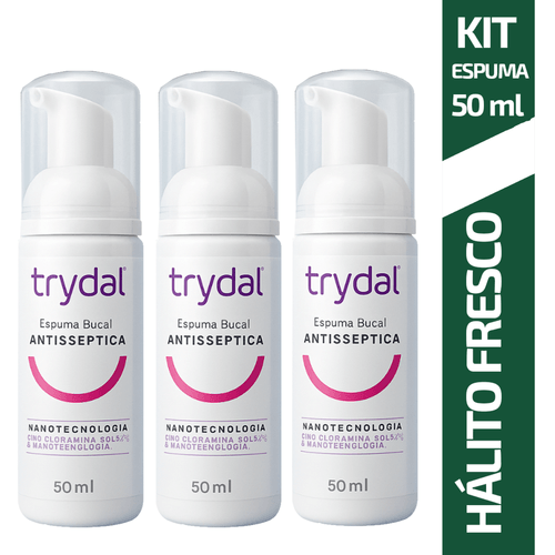 Kit Solução Bucal Espuma Trydal 50ml - 3 unidades