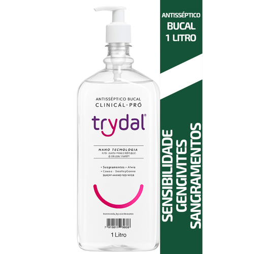 Enxaguante Bucal Trydal Clinical-Pro 1L Nanotecnologia Cloramina-T Combate Cáries Prevenção Placas Proteção Avançada Hig Enxaguante Bucal Trydal Clinical-Pro 1L Nanotecnologia Cloramina-T Combate Cáries Prevenção Placas Proteção Avançada Hig