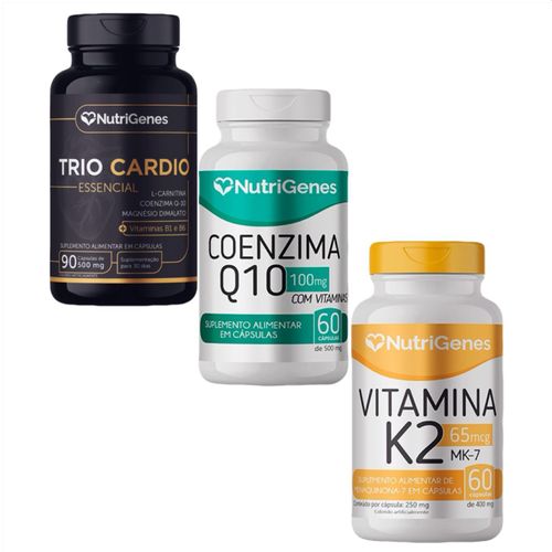 Trio Cardio + Coenzima Q10 Coq10 + Vit. K2 MK 7- Nutrigenes Trio Cardio + Coenzima Q10 Coq10 + Vit. K2 MK 7- Nutrigenes