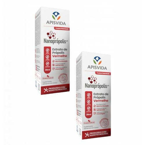 2x Nanoprópolis Extrato de Própolis Vermelho 20ml- Apis Vida 2x Nanoprópolis Extrato de Própolis Vermelho 20ml- Apis Vida