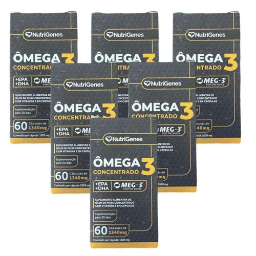 6x Ômega 3 Super Concentrado 1.100mg +dha +epa Nutrigenes