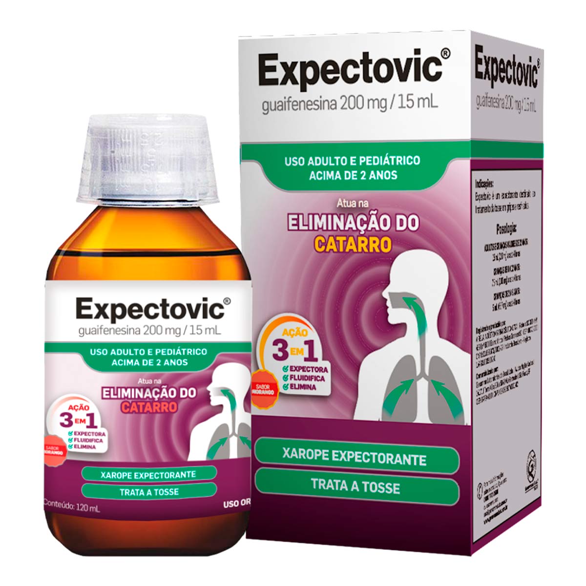 Expectorante Expectovic Sabor Morango 120ml Xarope + Copo Medidor