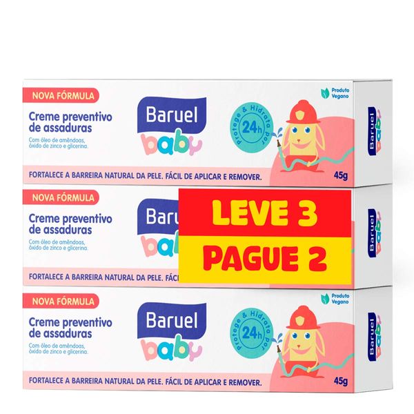 Kit Creme Preventivo de Assadura Baruel Baby 3 Unidades de 45g