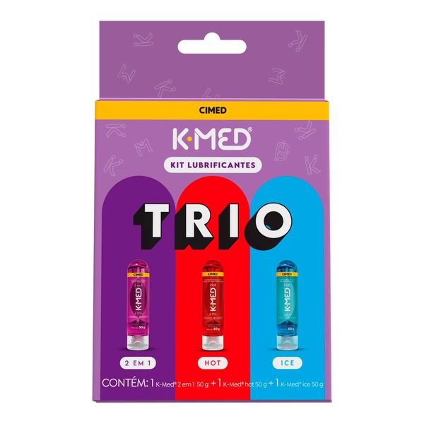 Kit Lubrificante Íntimo K-Med Trio Gel 2 em 1 + Hot + Ice 50g Cada