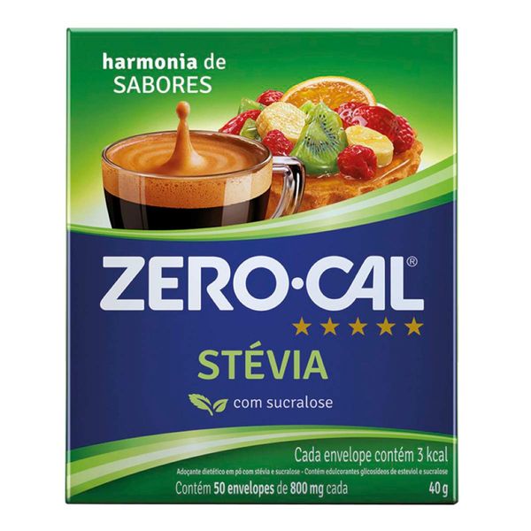 Adoçante Zero-Cal Stevia 50 Sachês de 800mg em Pó