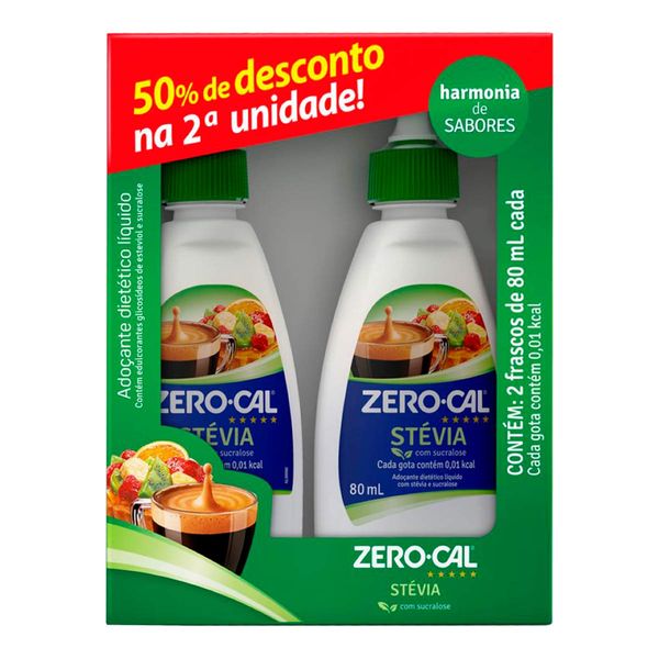 Kit Adoçante Líquido Zero-Cal Stévia 80ml 2 Unidades
