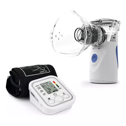 Kit Medidor De Pressão Arterial + Nebulizador Inalador Portatíl
