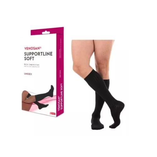 Meia de Compressão para Viagem Supportline Soft 18-22mmHg 3/4 AD Panturrilha Cor Preta  - Venosan M