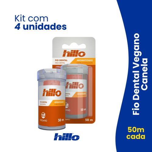 Kit 4 Fios Dentais Canela Vegano 50 Metros Hillo Econômico Sustentável e Natural