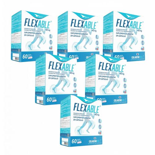 6x FlexAble - Colágeno Tipo II- Não Desnaturado- 60 Cápsulas sem sabor