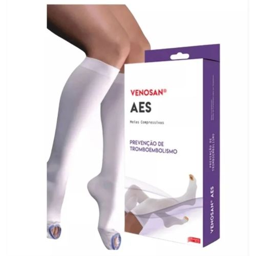 Meia de compressão pós cirúrgica antitrombo antiembolia AES 18mmHg Panturrilha AD branca - Venosan P Meia de compressão pós cirúrgica antitrombo antiembolia AES 18mmHg Panturrilha AD branca - Venosan P