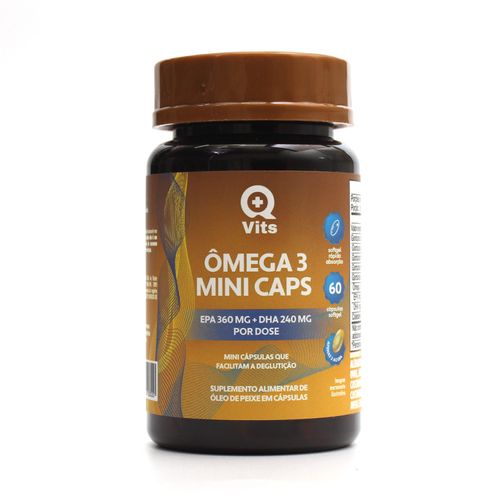 Ômega 3 DHA 360mg EPA 240mg QMaisVits 60 Mini Caps Softgel sem sabor