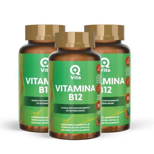 Kit Vitamina B12 QMaisVits 90 Cápsulas Softgel sem sabor