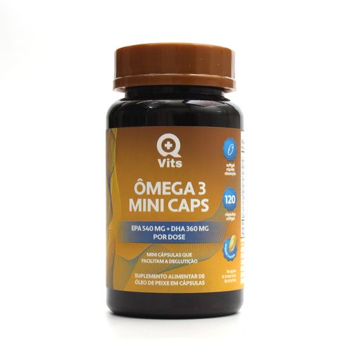 Ômega 3 EPA 540mg DHA 360mg QMaisVits 120 Mini Caps Softgel