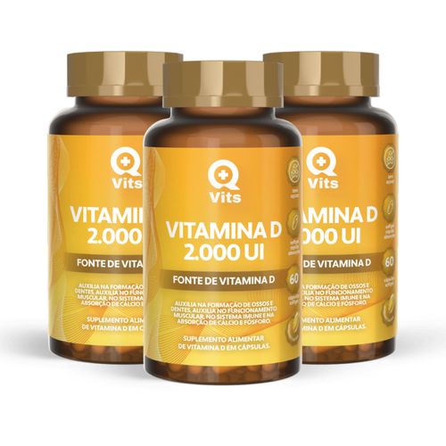Kit Vitamina D 2000UI QMaisVits 180 Cápsulas Softgel sem sabor