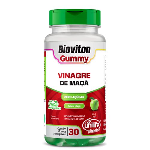 Vinagre de Maça Gummy 30 Gomas 2500mg Sabor Maçã Unilife