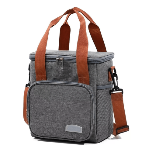 Bolsa Térmica Lancheira Alça Transversal Multiuso Moderna Reforçada Fitness Academia Trabalho Cinza