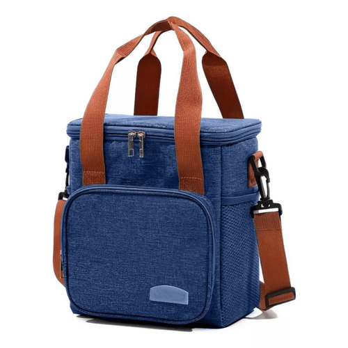 Bolsa Térmica Lancheira Alça Transversal Multiuso Moderna Reforçada Fitness Academia Trabalho Azul