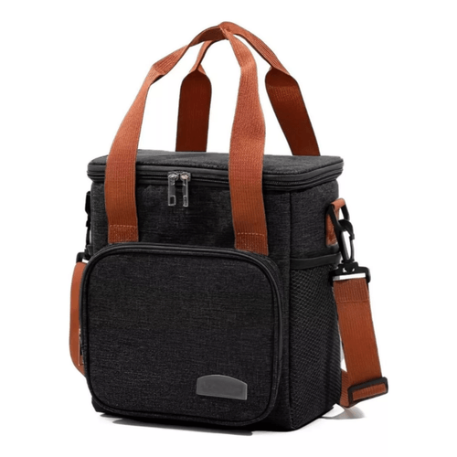Bolsa Térmica Lancheira Alça Transversal Multiuso Moderna Reforçada Fitness Academia Trabalho Preto