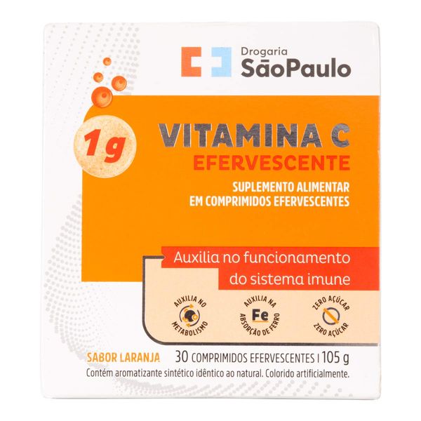 Vitamina C 1g Drogarias São Paulo 30 Comprimidos Efervescentes
