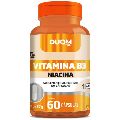 VITAMINA B3 NIACINA 1 CÁPSULA AO DIA COM 60 CÁPSULAS – DUOM