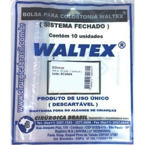 Bolsa de Colostomia Waltex - 60 mm - Com 10 unidades