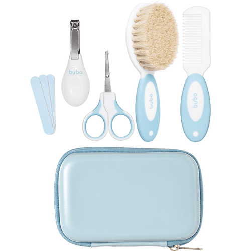 Kit Cuidados com o Bebê com Estojo Azul - Buba Kit Cuidados com o Bebê com Estojo 6 Itens Azul - Buba