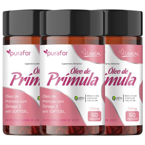 Kit 3x Óleo De Prímula Total 180 Caps - 3 Meses Purafor