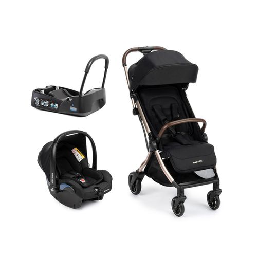 Carrinho com Bebê Conforto  Travel System Eva³ Trio 0 a 15 Kg Essential Black Champagne - Maxi-Cosi