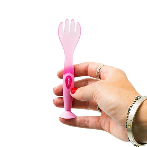 Talheres de Silicone com Ventosa Rosa - Clingo